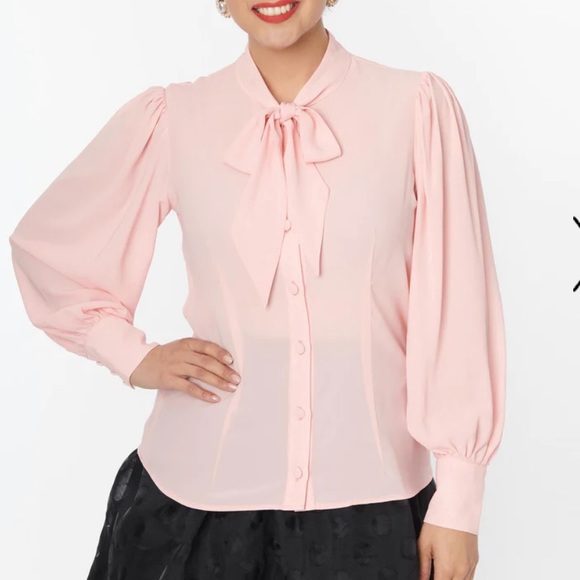 Unique Vintage Tops - Unique Vintage Light Pink Gwen Blouse